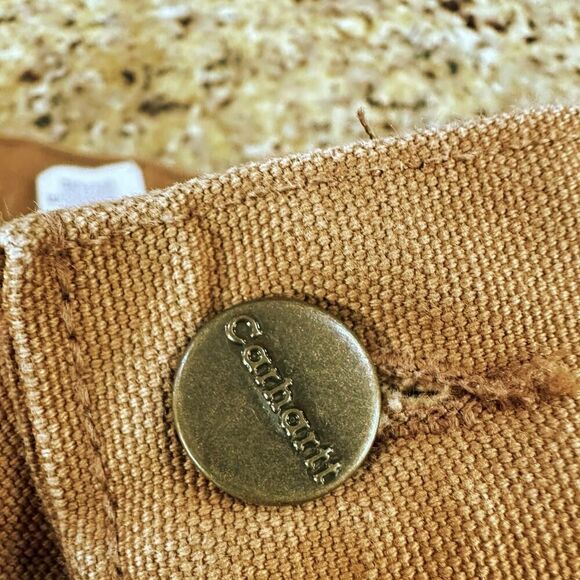 VTG Carhartt Men 44x32 Carpenter Canvas Dungaree Pants Brown Union Made USA B11 - Picture 8 of 16